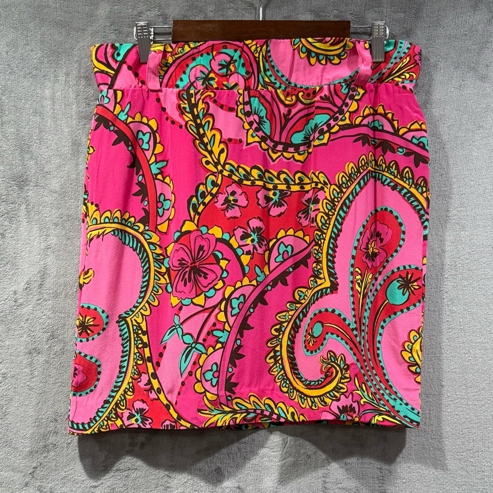 Lilly Pulitzer 100% Silk‎ Paisley Print Pink Skirt Women’s Size XS